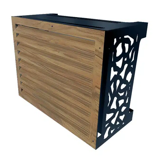 Cache clim Deco Bois - Cache climatisation et pompe à chaleur design fabriqué en France - cache climatiseur