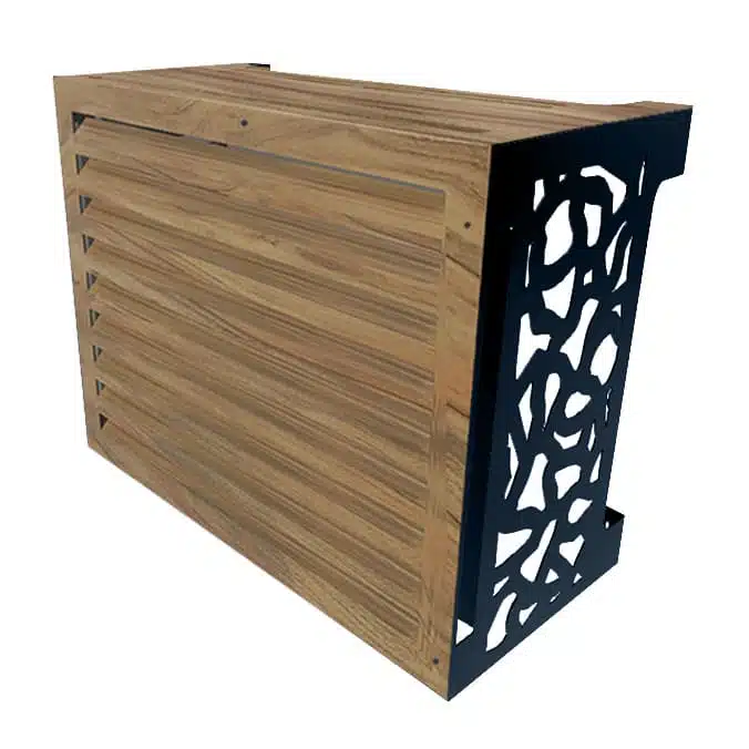 Cache clim Deco Bois - Cache climatisation et pompe à chaleur design fabriqué en France - cache climatiseur