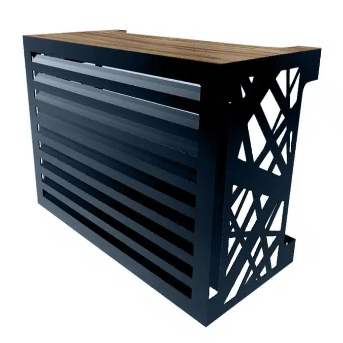Cache clim Deco Bois - Cache climatisation et pompe à chaleur design fabriqué en France - cache climatiseur