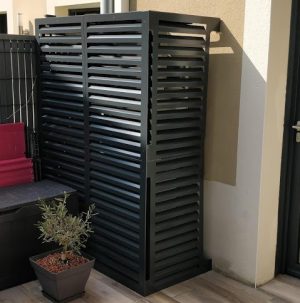 Cache clim sur mesure - Cache climatisation et pompe à chaleur design fabriqué en France - cache climatiseur